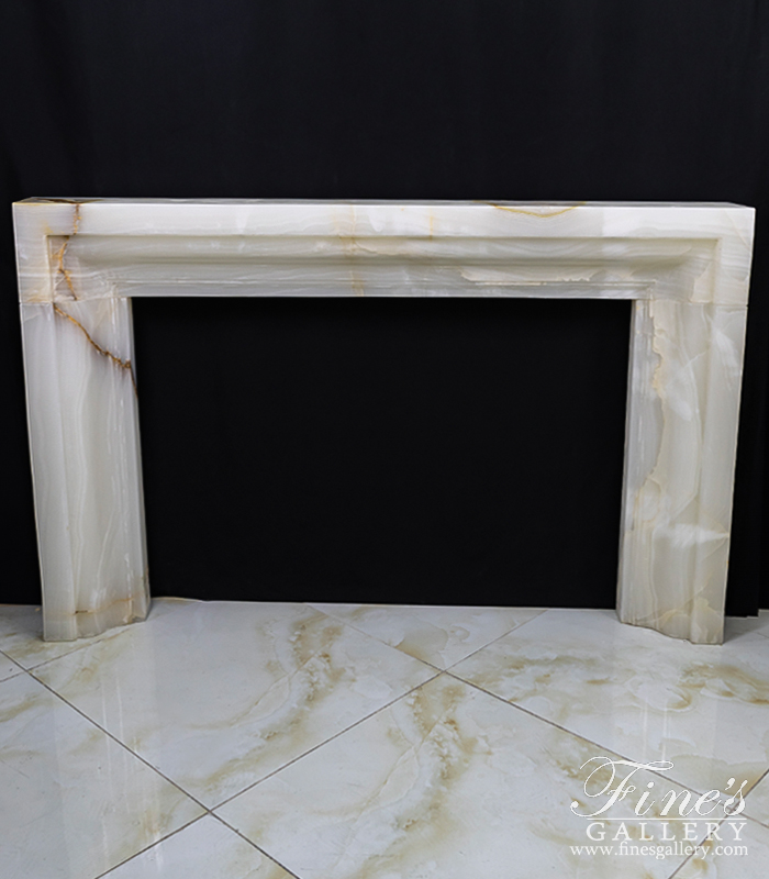 Marble Fireplaces  - Contemporary Carved Onyx Fireplace Mantel Surround - MFP-2518